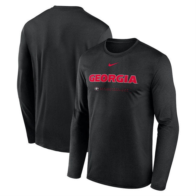 Men's Georgia Bulldogs Black 2025 Courtside Basketball Shootaround Legend Dri-FIT Long Sleeve T-Shirt